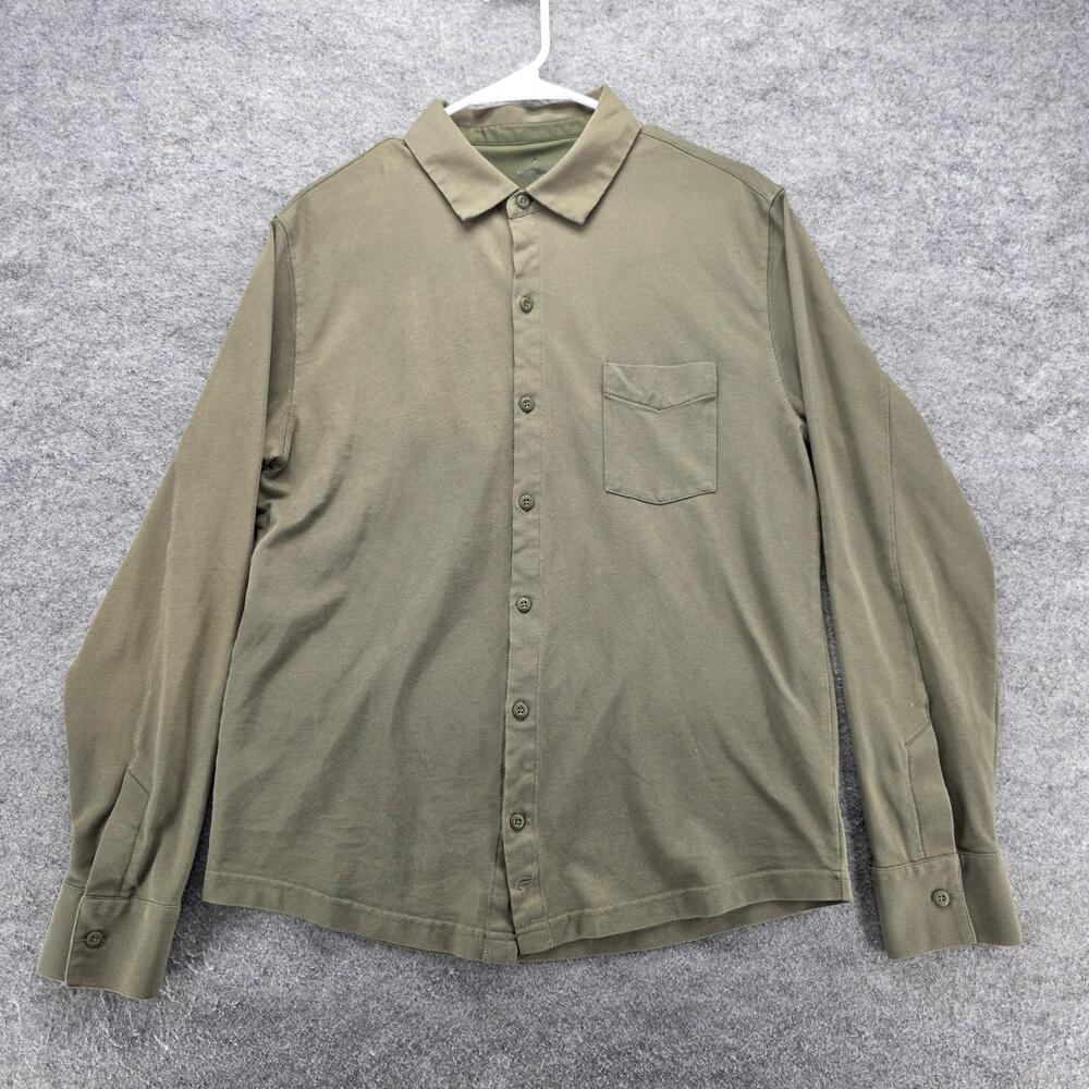 Fabletics Shirt Mens Medium Green Long Sleeve Button Front Performance Casual